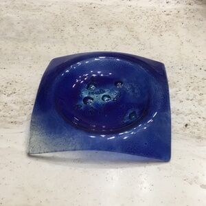 Vintage Mid-Century Modern Glass Trinket Dish Studio Glass